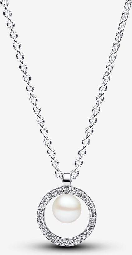 Pandora Behandelte Süßwasserzuchtperle & Pavé Collier-Halskette 393165C01-45 Damenhalskette