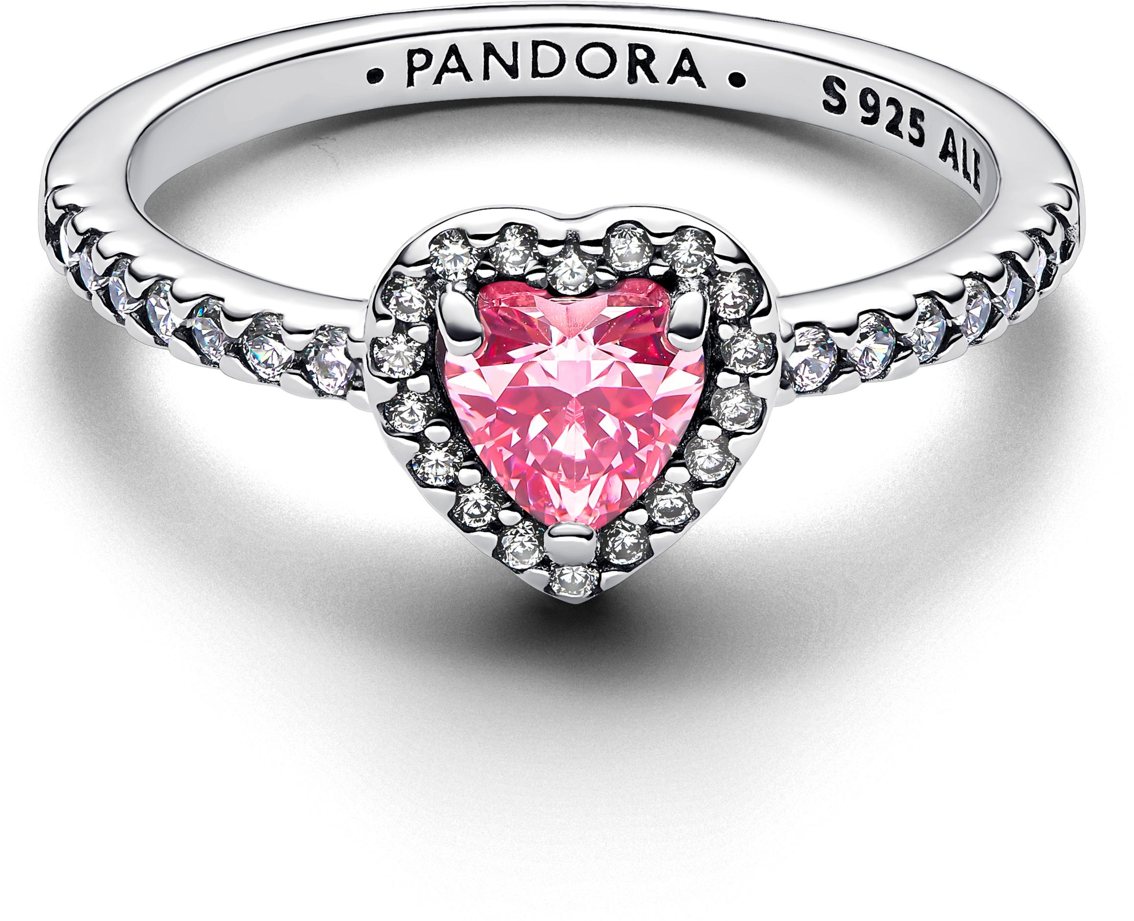 Pandora Erhabenes Rosafarbenes Herz Ring 198421C03 Damenring